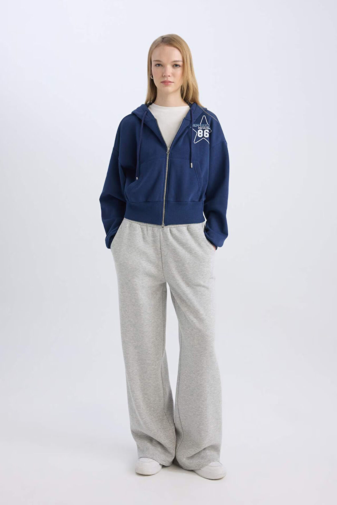 Coool Wide Leg Geniş Bol Paça Eşofman Altı Beli Lastikli Bağcıklı Cepli  Basic Düz