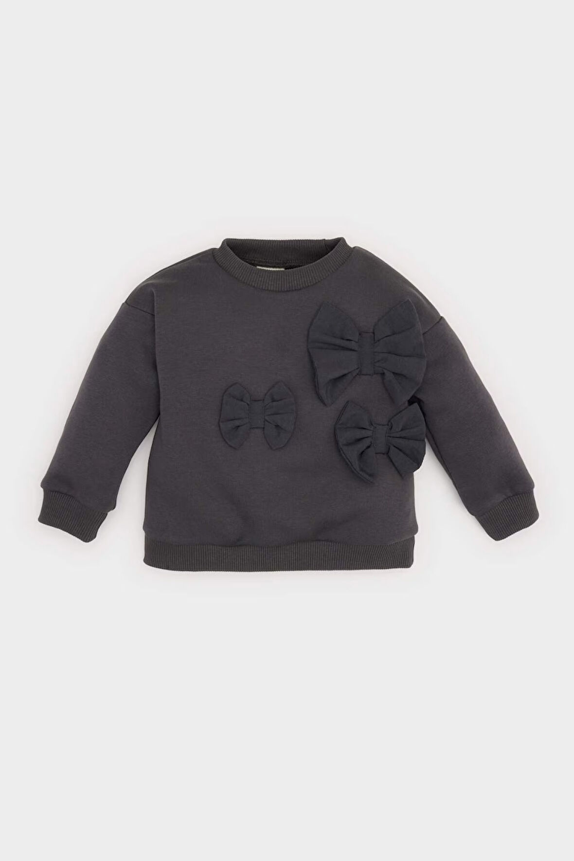 DeFacto Kız Bebek Bisiklet Yaka Fiyonklu Sweatshirt D6267A524WNAR1