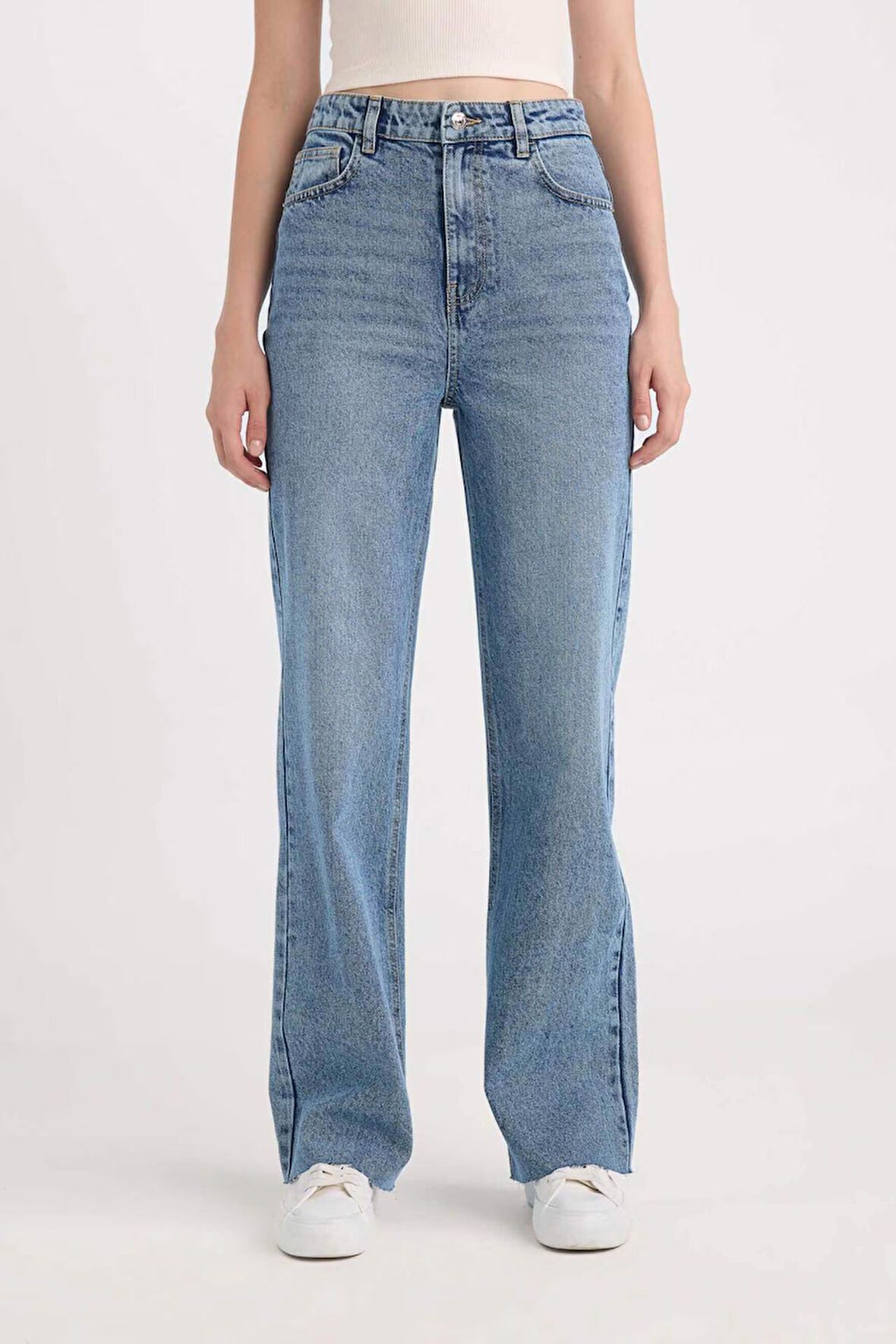 90's Wide Leg Yüksek Bel Düz Paça Jean Pantolon