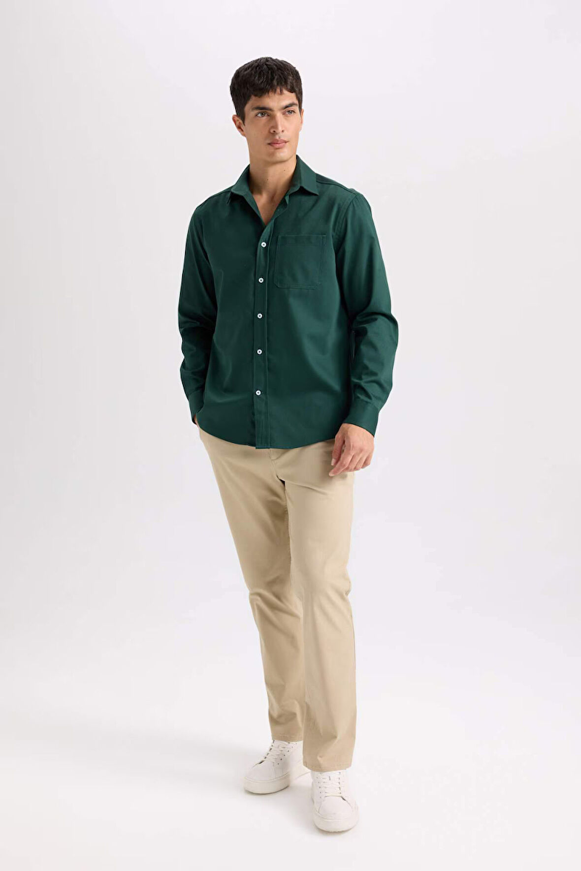 DeFacto Regular Fit Normal Kesim Yazlık Düz Paça Chino Kanvas Pantolon D7349AX25SPBG193