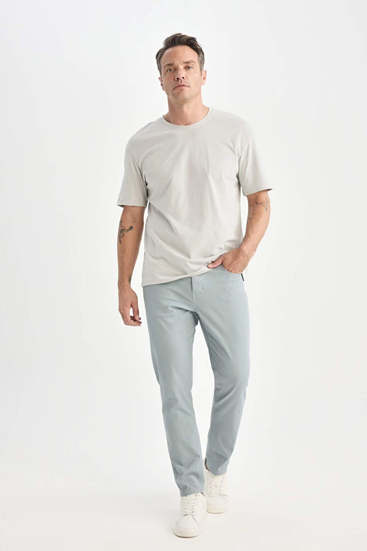 Düz Paça Chino Kanvas Pantolon