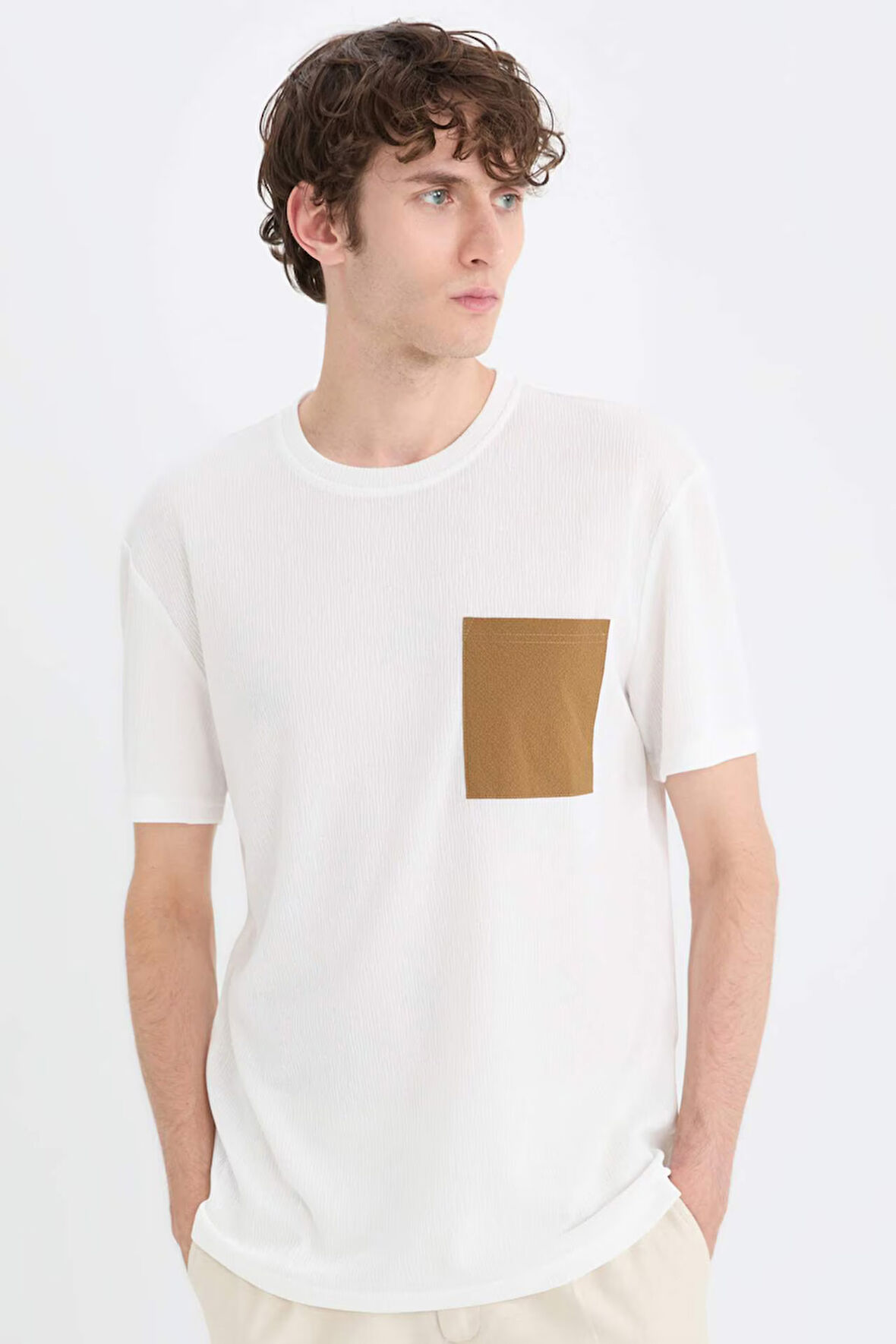 DeFacto Regular Fit Bisiklet Yaka Cepli Kısa Kollu Tişört B6535AX25SMWT32