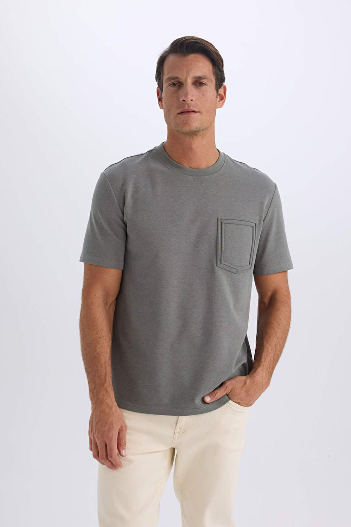 DeFacto Regular Fit Bisiklet Yaka Kısa Kollu Ağır Kumaş Tişört D7228AX25SPKH496