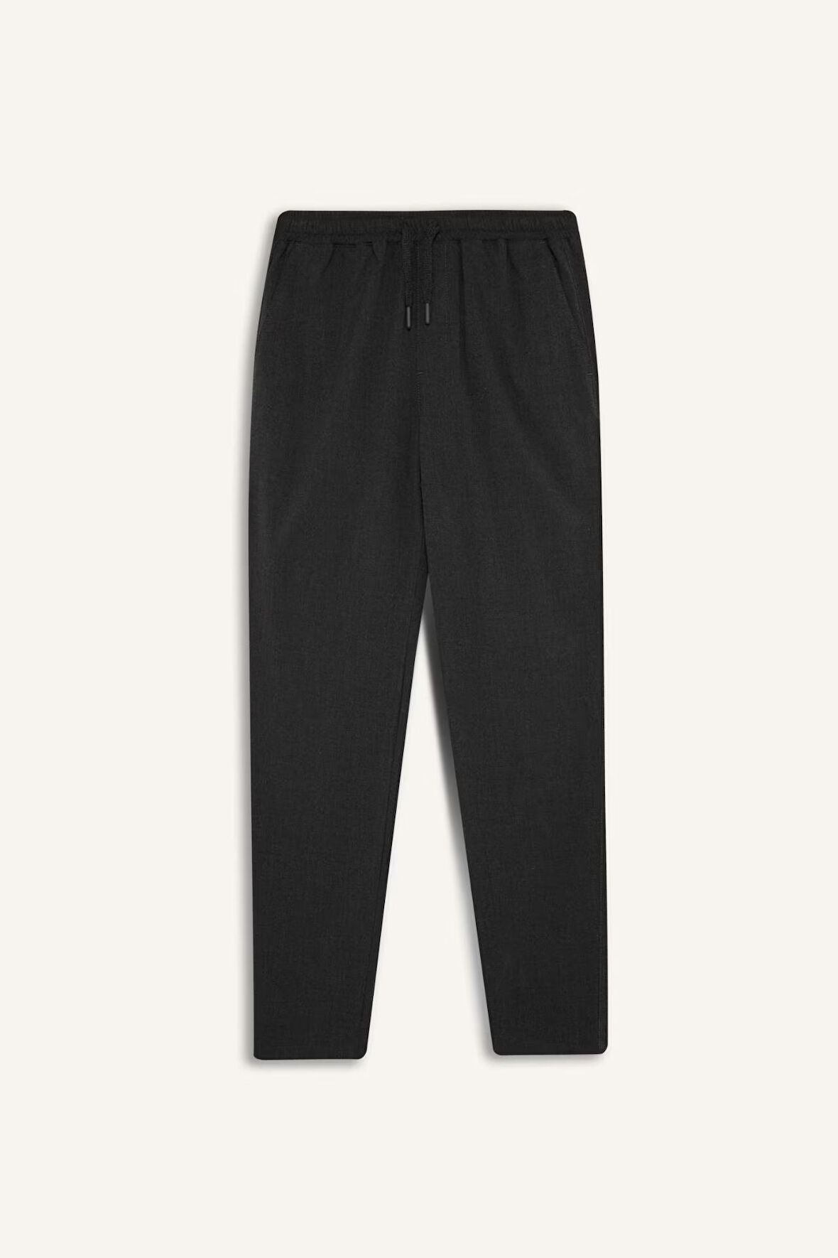 	Basic Düz Beli Lastikli Bağcıklı Cepli Jogger Düz Paça Lacivert Pantolon