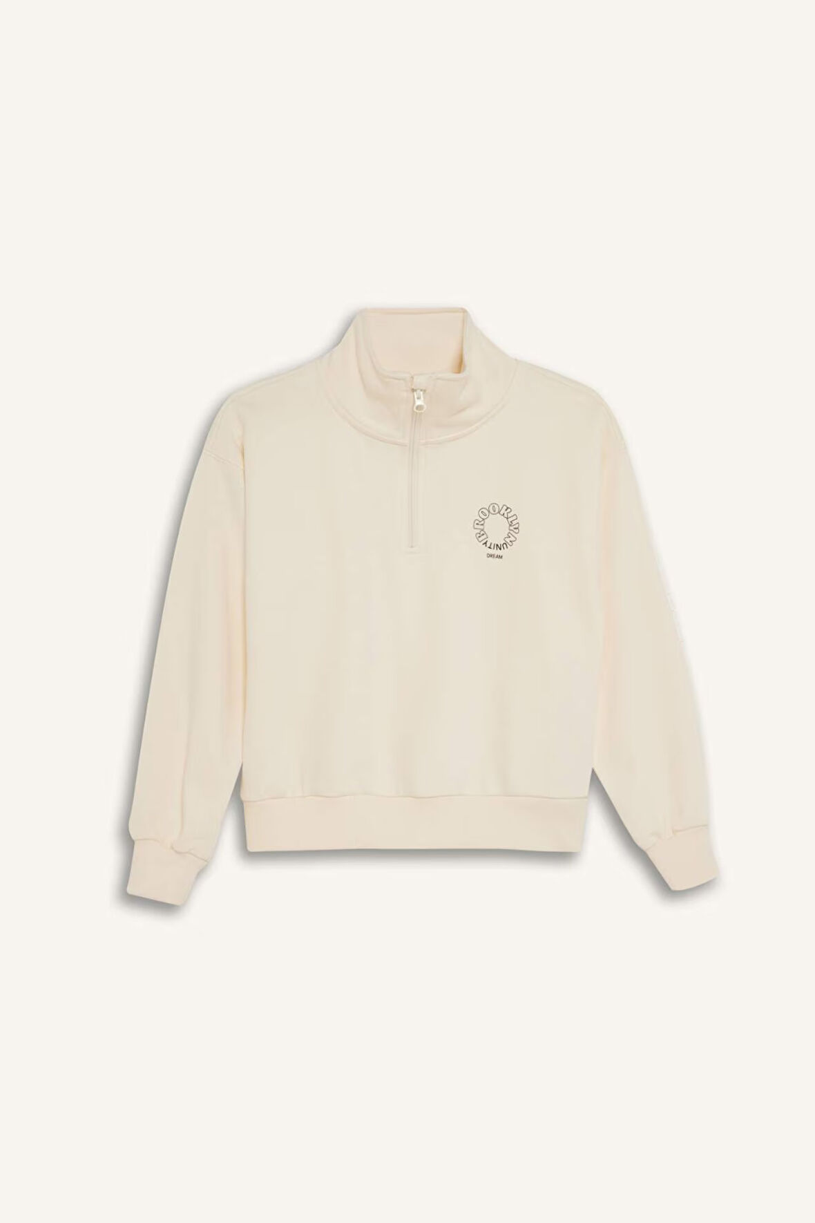 DeFacto Kız Çocuk Relax Fit Dik Yaka Yarım Fermuarlı Baskılı Sweatshirt D0620A824AUER134