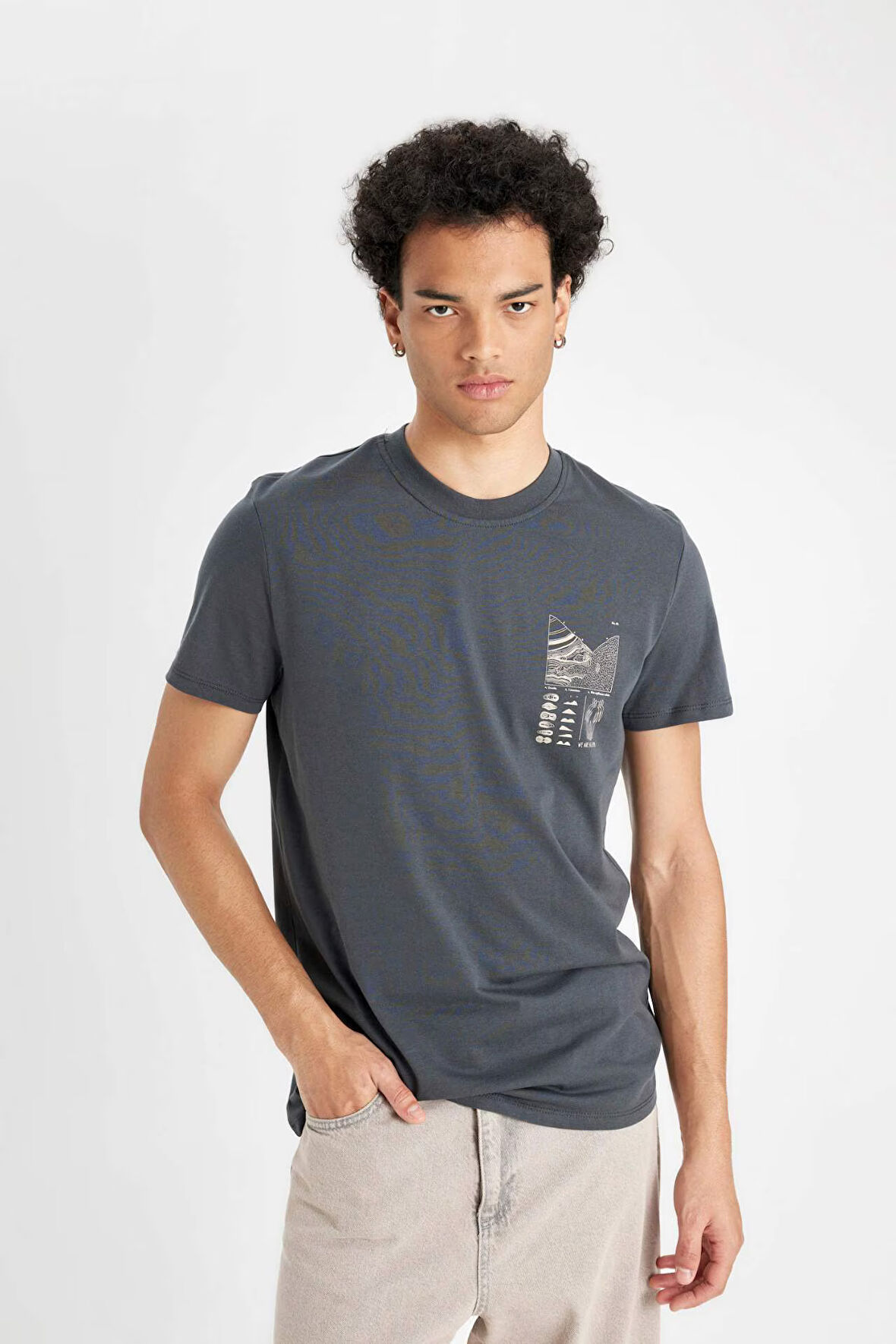 DeFacto %100 Pamuk Slim Fit Dar Kesim Bisiklet Yaka Baskılı Kısa Kollu Tişört C2131AX24AUAR231