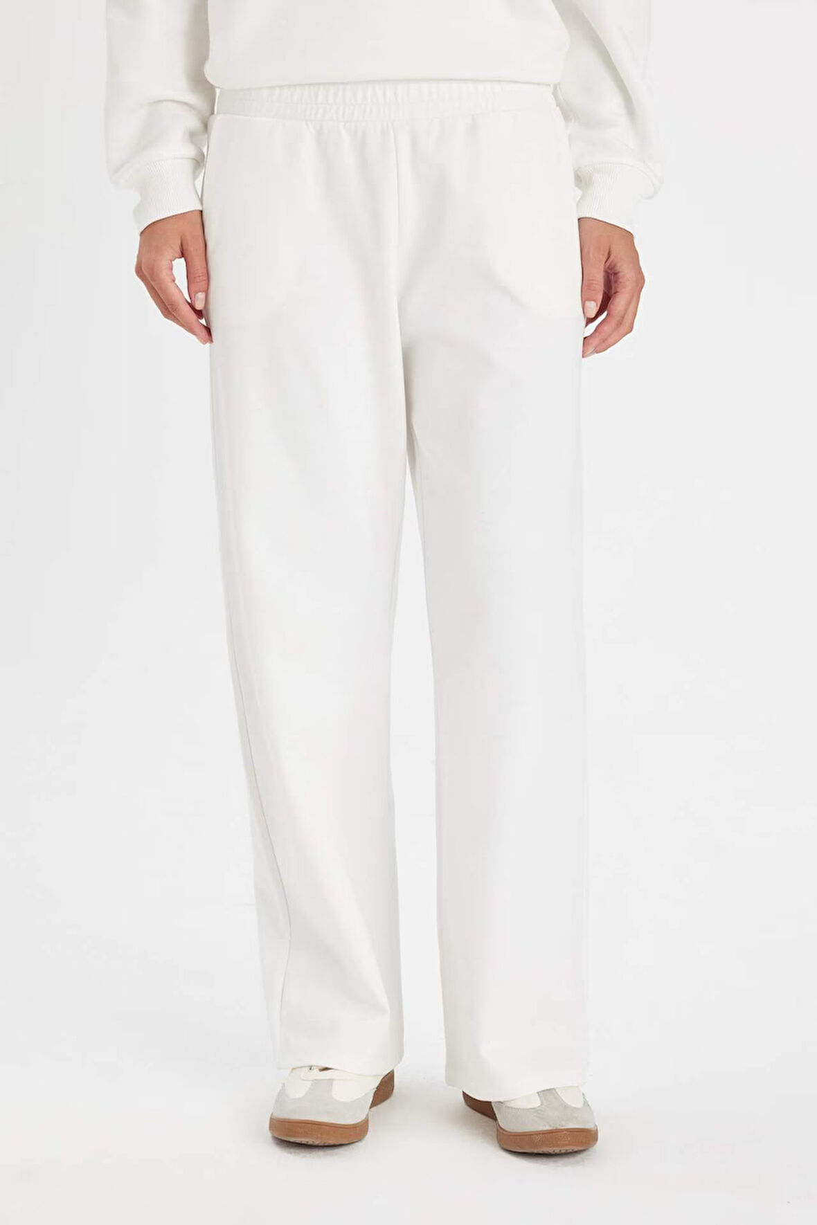 Wide Leg Geniş Bol Paça Eşofman Altı Beli Lastikli Cepli Basic Düz