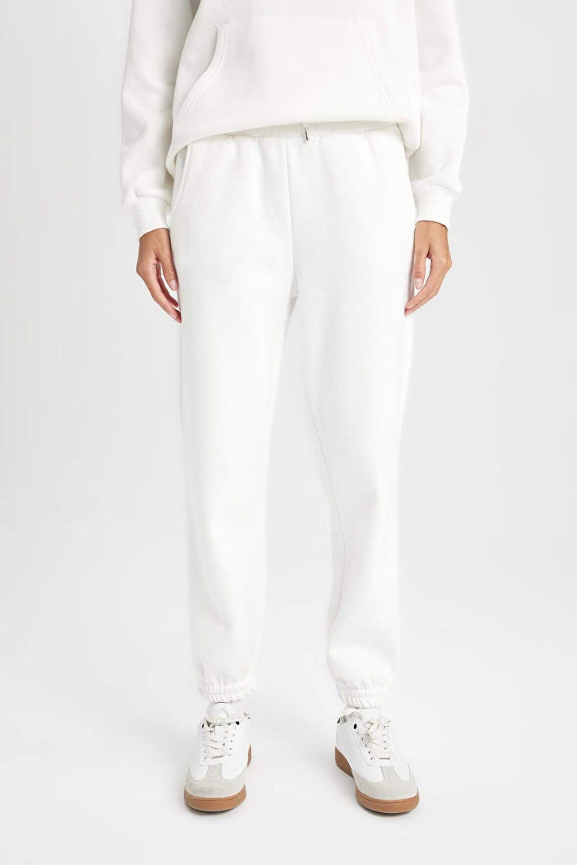 Kalın Jogger Kışlık Eşofman Altı Beli Paçası Lastikli Bağcıklı Cepli