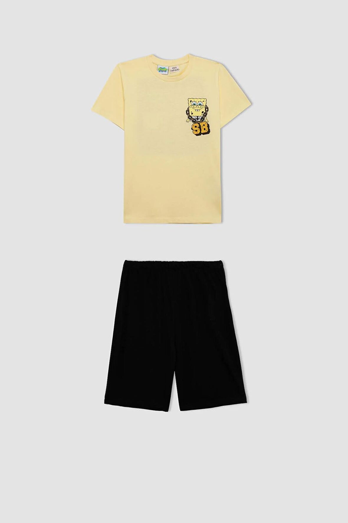 DeFacto Erkek Çocuk SpongeBob Pijama Takımı Bisiklet Yaka Kısa Kollu Üst Şort C2845A824SMYL83