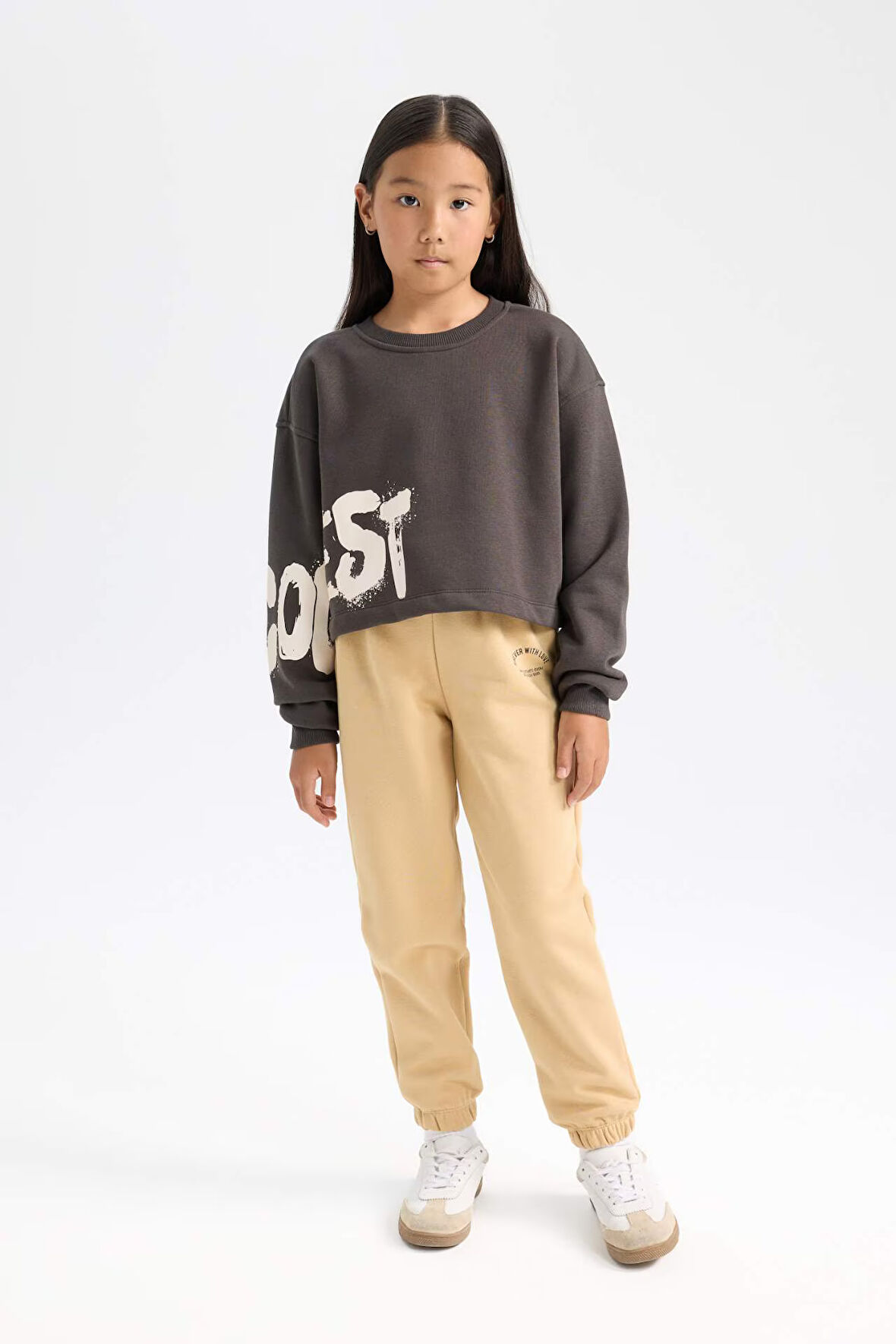 DeFacto Kız Çocuk Standart Fit Beli Paçası Lastikli Baskılı Jogger Eşofman Altı D2295A824WNBG68