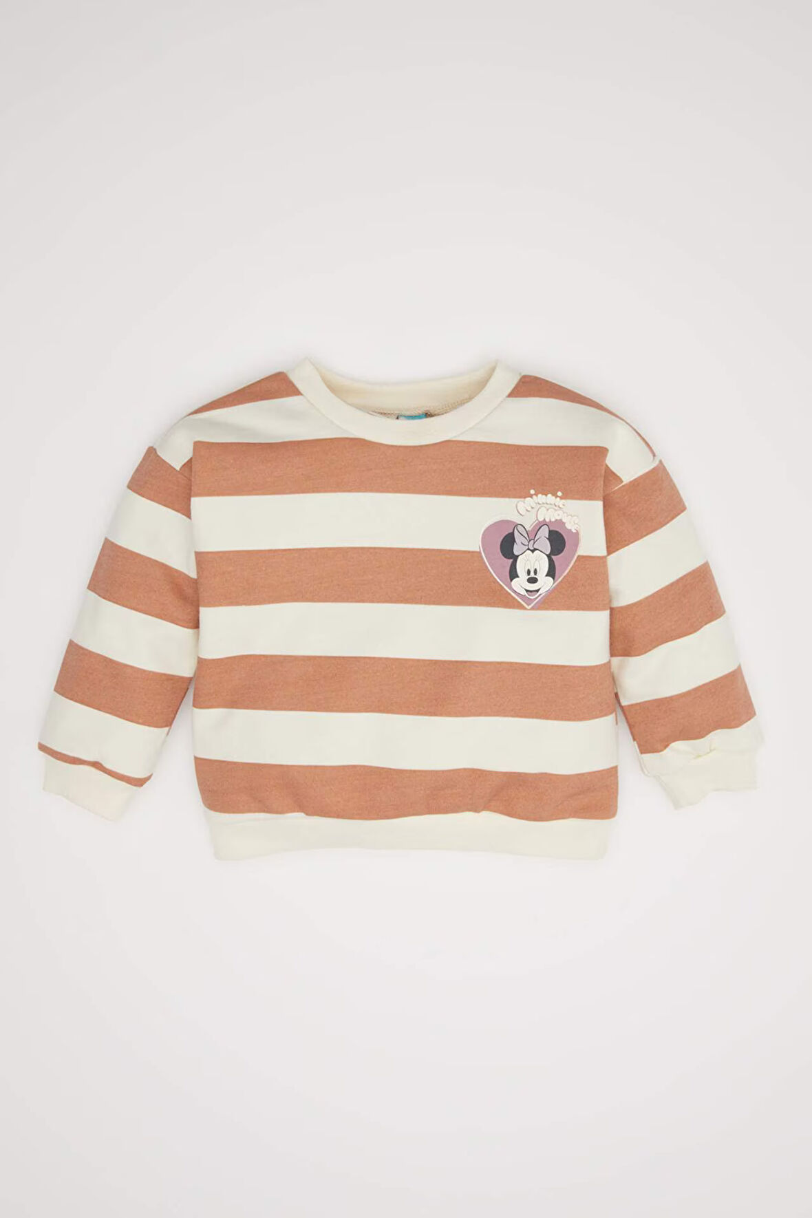 DeFacto Kız Bebek Disney Mickey & Minnie Bisiklet Yaka Çizgili Sweatshirt D3833A524AUBG321