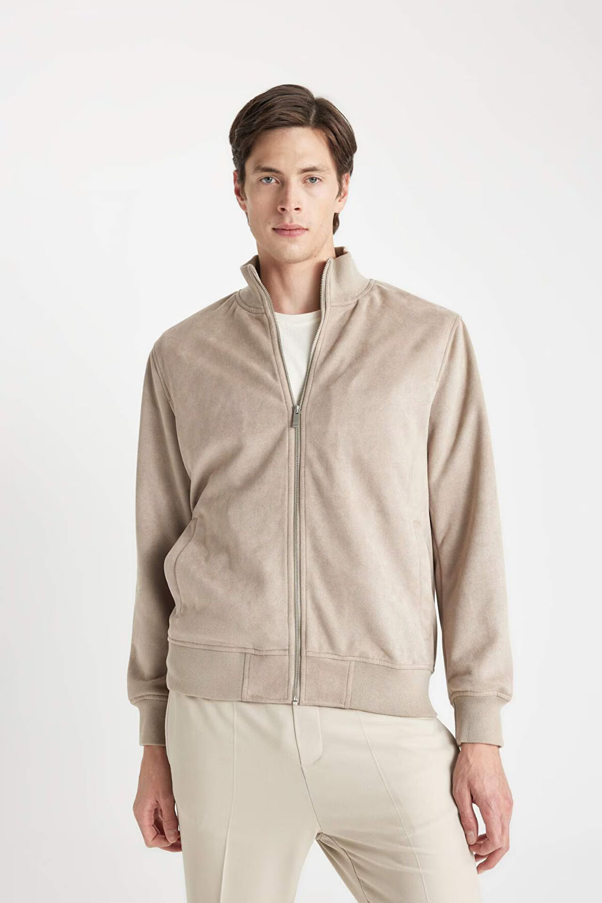 Slim Fit Kolej Yaka Bomber Kadife Mont