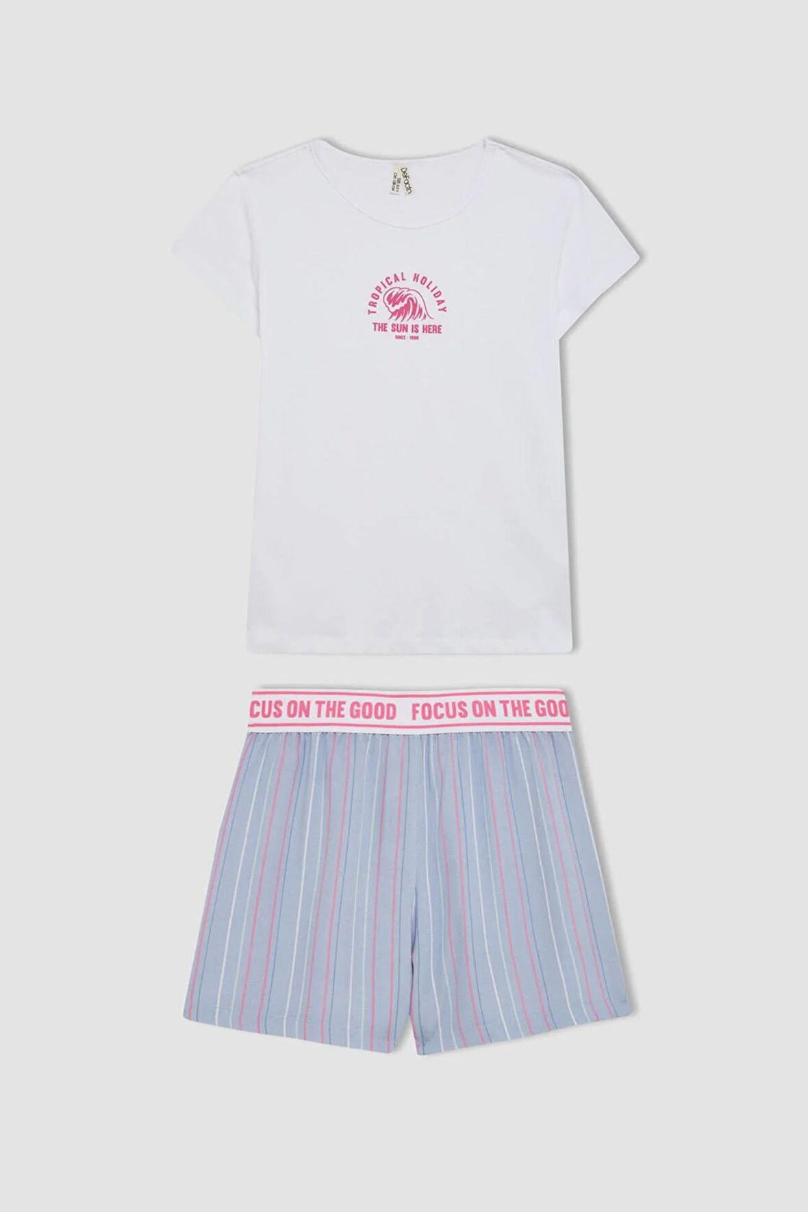 DeFacto Kız Çocuk Baskılı Kısa Kollu Şortlu Pijama Takımı C8501A824SMWT34