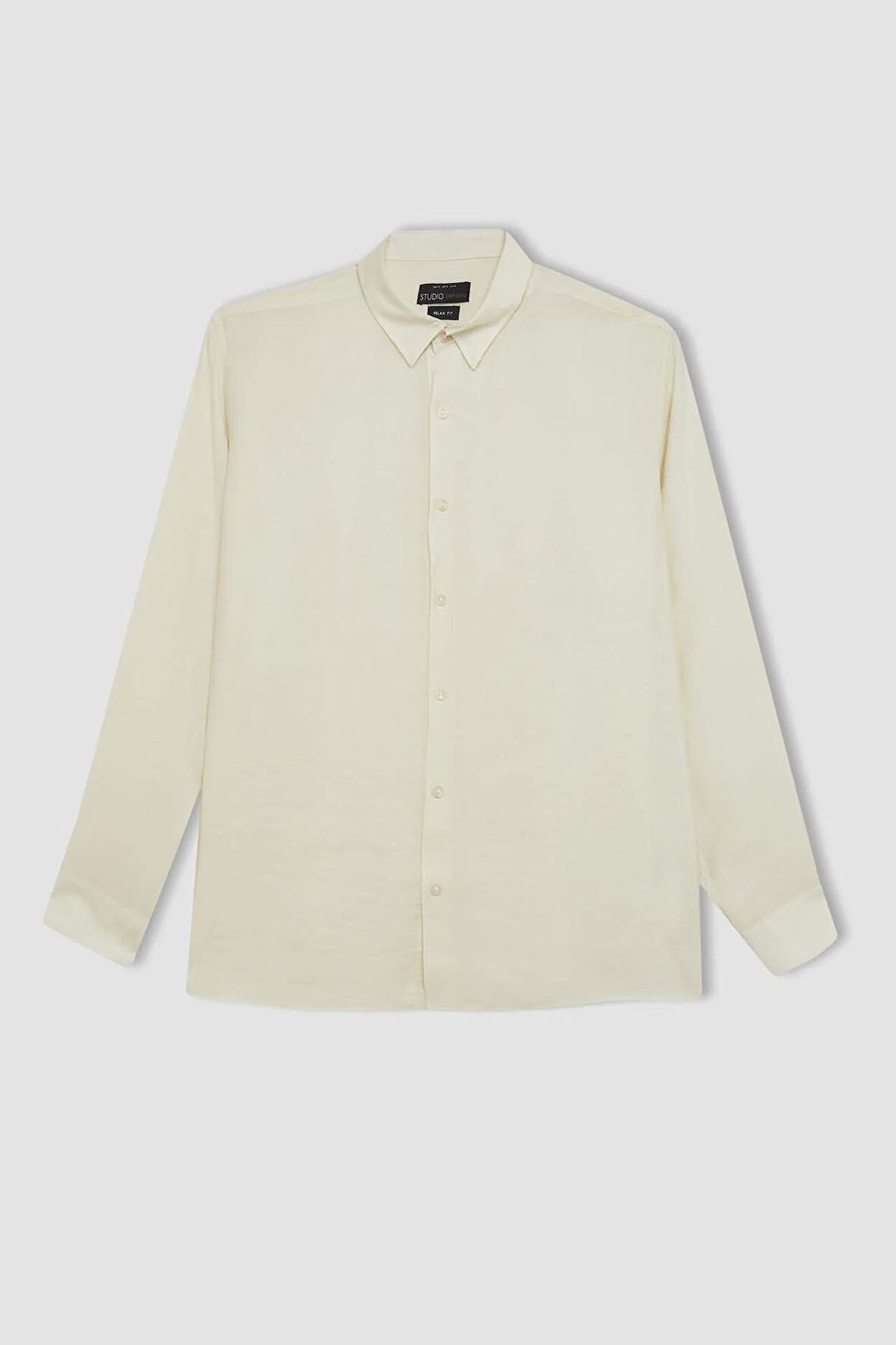 DeFacto Relax Fit Polo Yaka Poplin Modal Basic Düz Uzun Kollu Gömlek C4131AX24SMER102