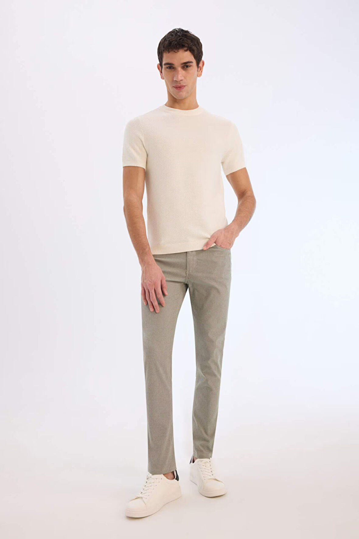 Yazlık Chino Kanvas Pantolon Slim Fit Dar Kesim Cepli Dar Paça