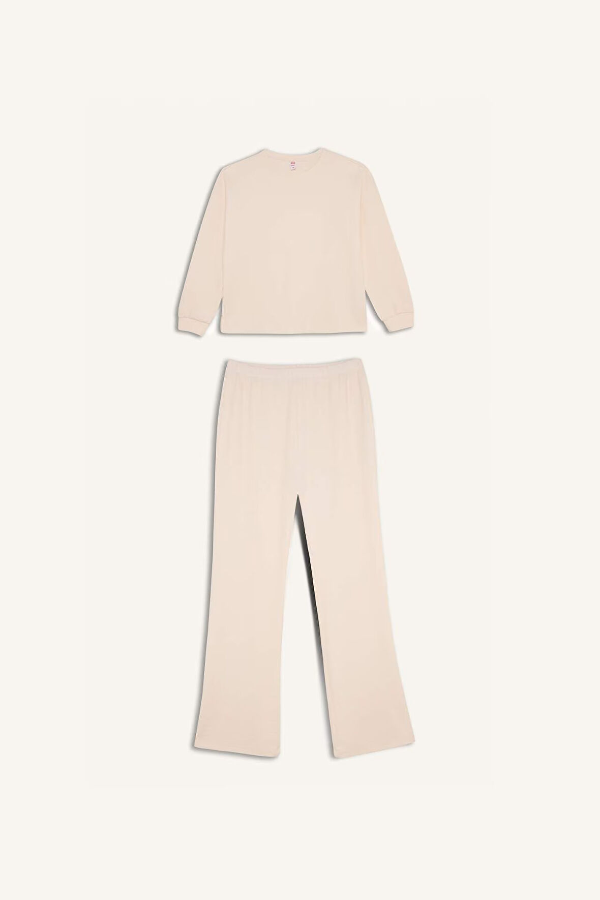 Fall in Love Pijama Takımı Regular Fit Basic Düz Uzun Kollu Üst Geniş Bol Paça Alt