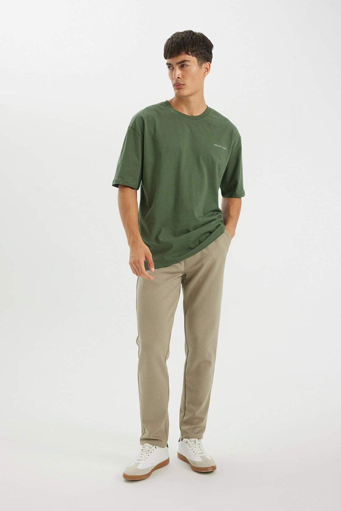 DeFacto Jogger Pantolon Basic Düz Beli Bağcıklı Cepli Düz Paça C6022AX24AUKH454