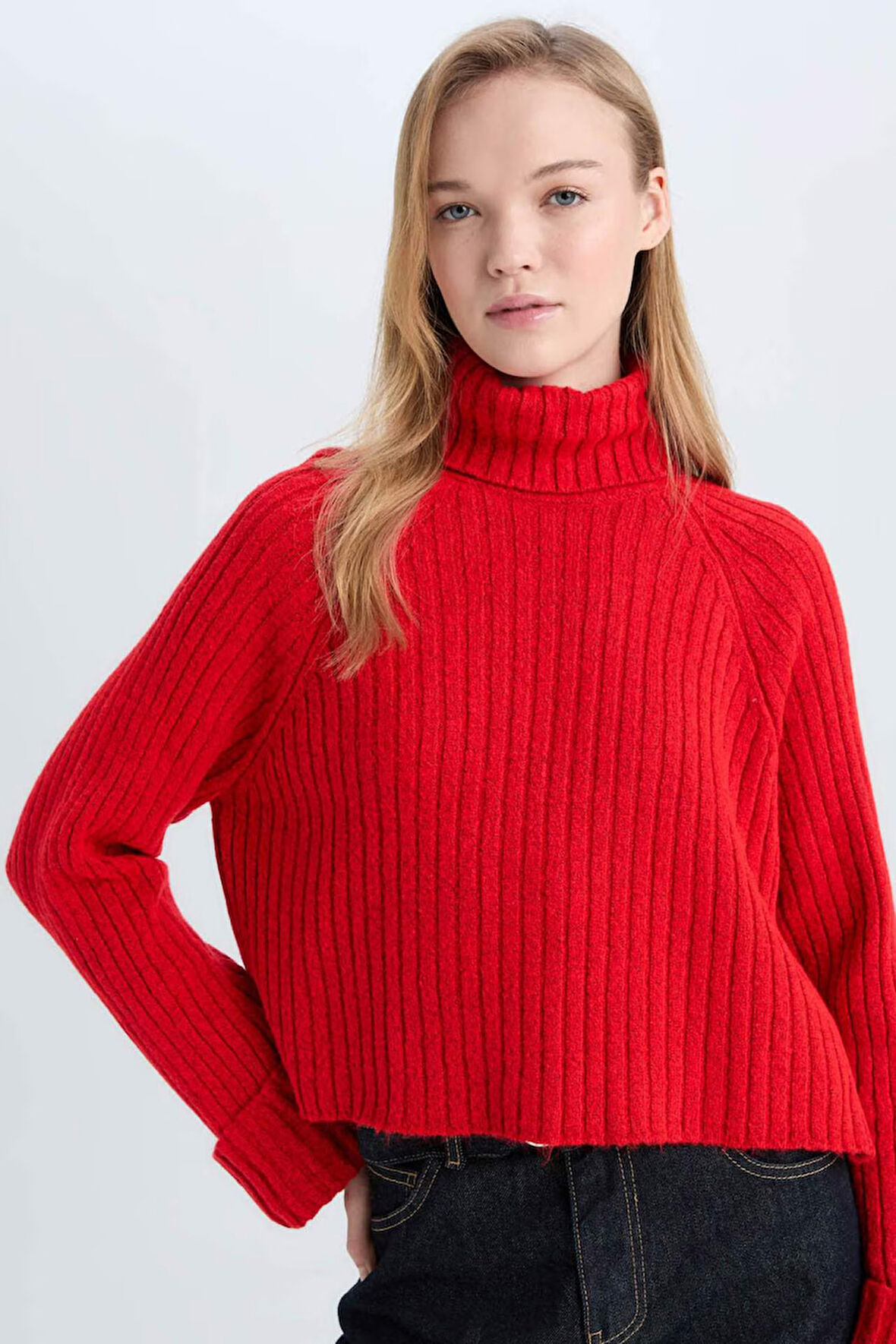 DeFacto Oversize Geniş Kalıp Balıkçı Yaka Triko Kazak L0986AZ24CWRD117