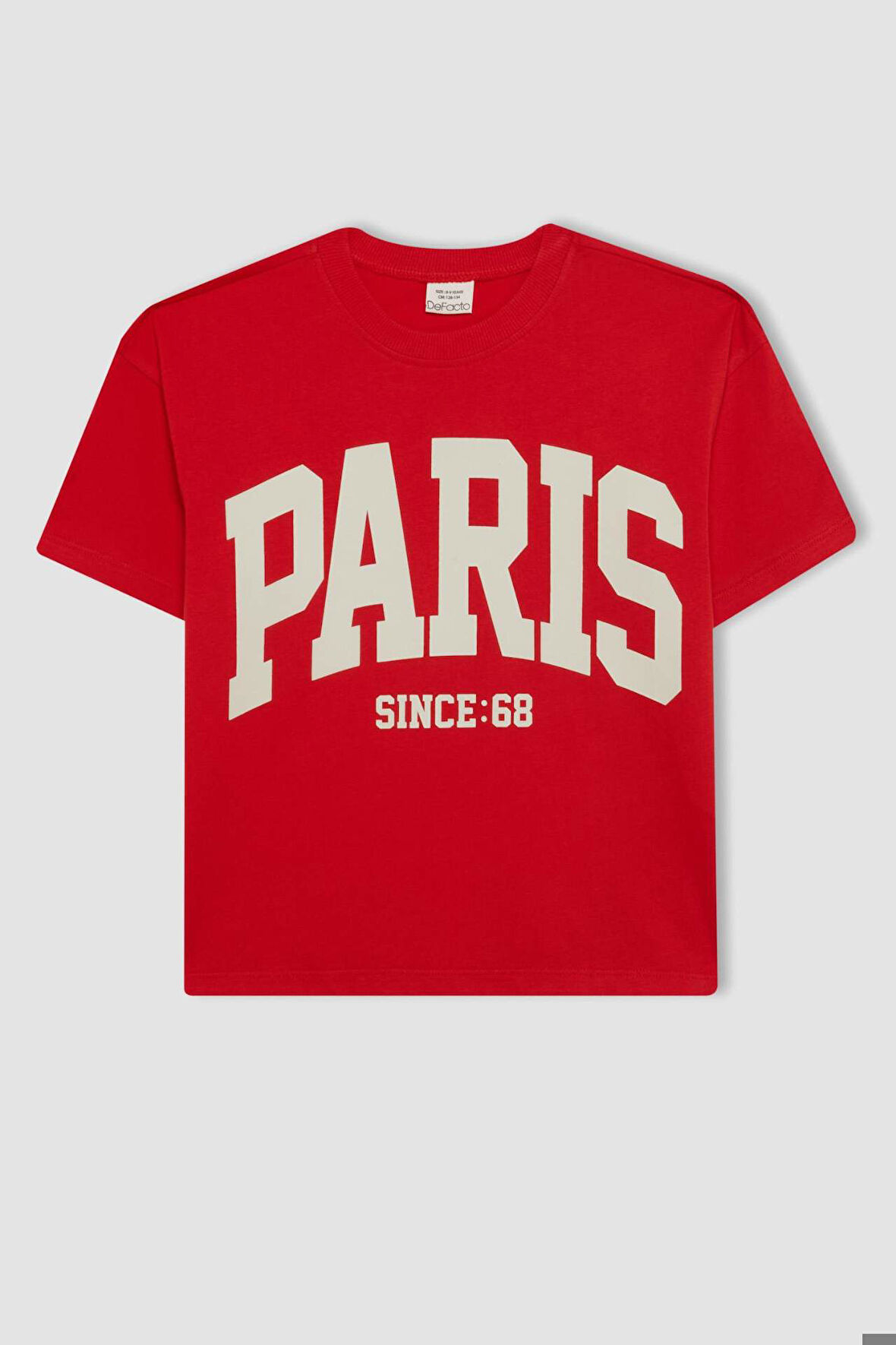 DeFacto Kız Çocuk Relax Fit Bisiklet Yaka Baskılı Kısa Kollu Okul Tişörtü C8283A824AURD348