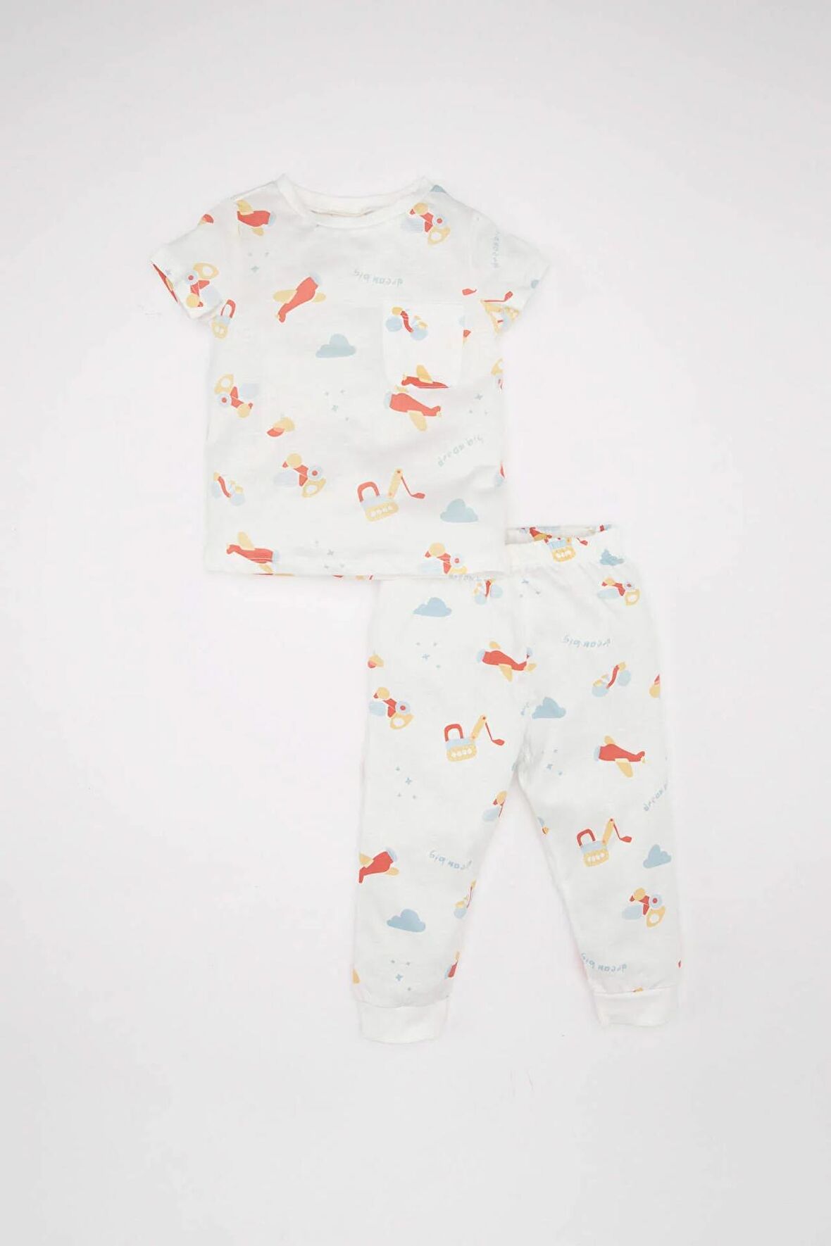 DeFacto Erkek Bebek Pijama Takımı Penye Desenli Kısa Kollu Üst Beli Lastikli Uzun Alt C3521A524SMER105
