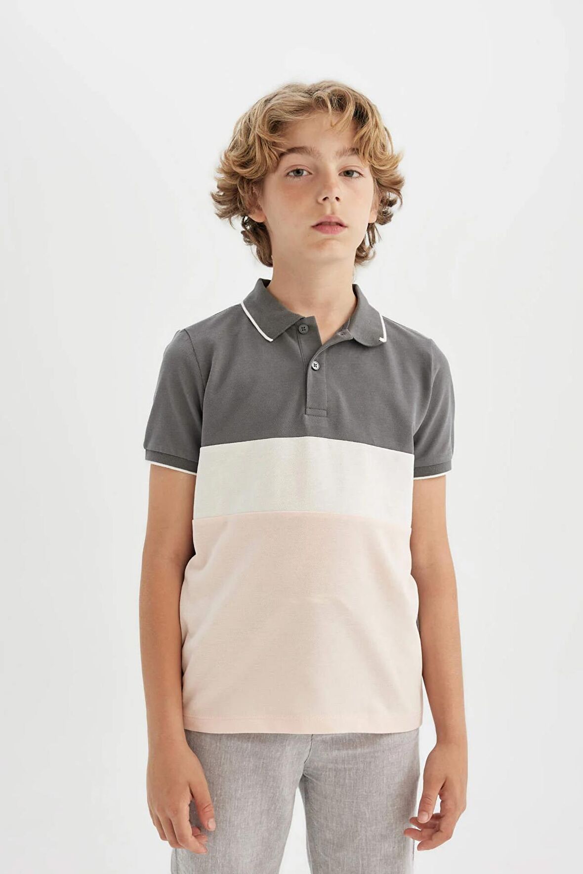 DeFacto Erkek Çocuk Pike Kısa Kollu Polo Tişört C2603A824SMGR452
