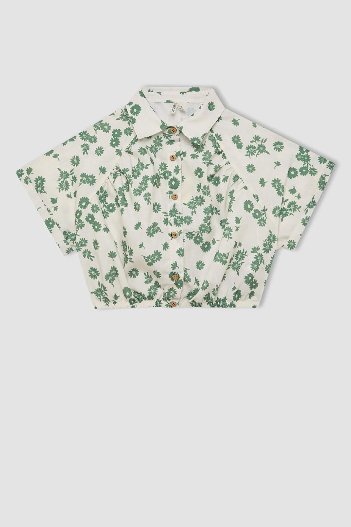 DeFacto Kız Çocuk Crop Pamuklu Çiçekli Kısa Kollu Gömlek C4274A824SMGN200