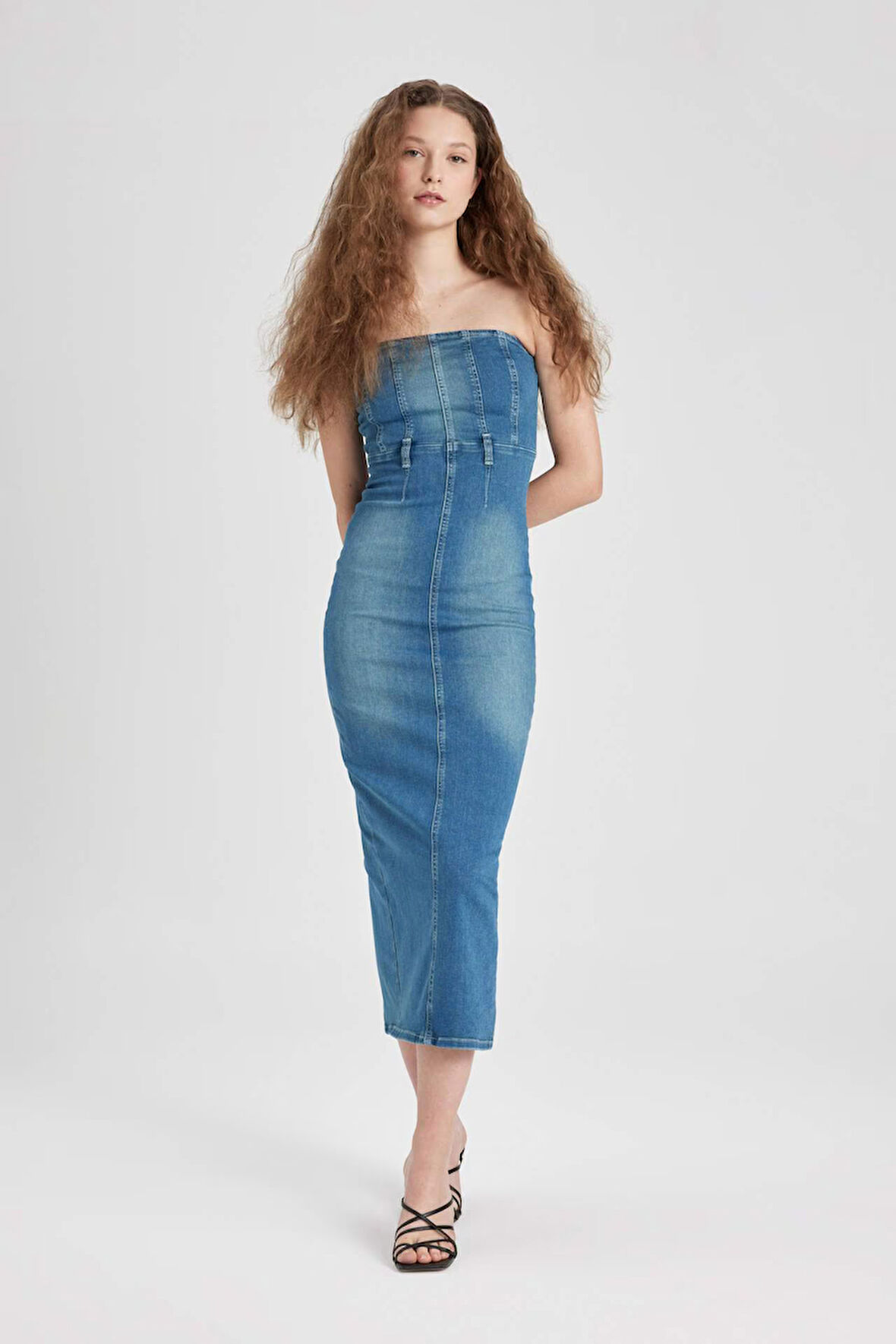 DeFacto Straplez Maxi Jean Elbise B8112AX24SMNM85