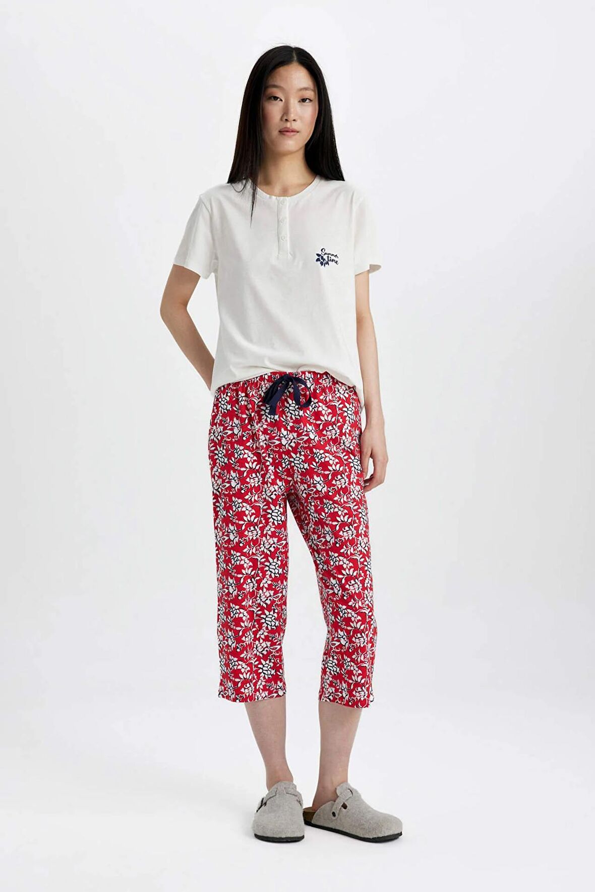 Fall in Love Baskılı Kısa Kollu Pijama Takımı