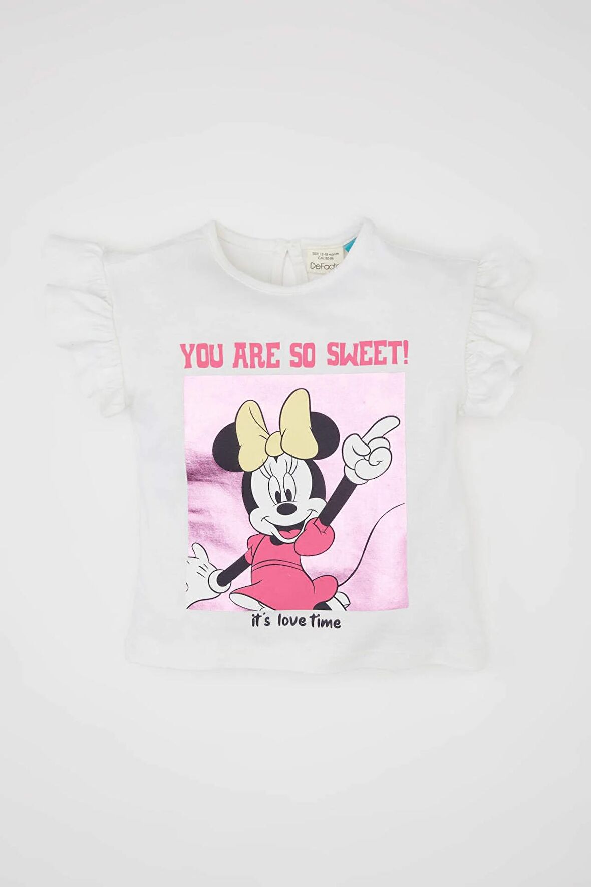 DeFacto Kız Bebek Disney Mickey & Minnie Bisiklet Yaka Kısa Kollu Tişört C5457A524SMER105