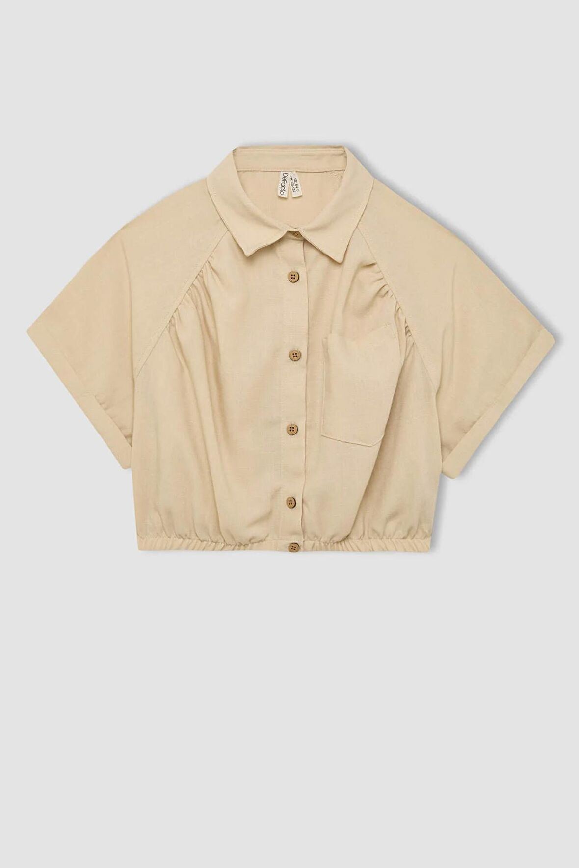 DeFacto Kız Çocuk Cropped Fit Pamuklu Kısa Kollu Gömlek C4272A824SMBG743