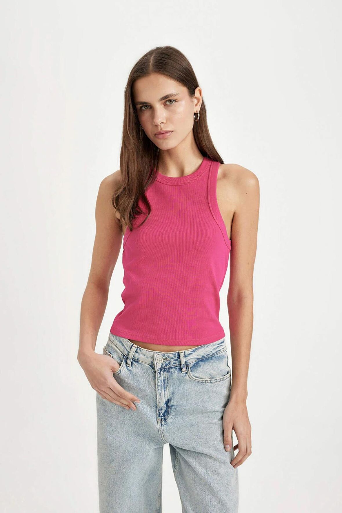 DeFacto Slim Fit Halter Yaka Fitilli Kaşkorse Atlet C4078AX24SPPN214