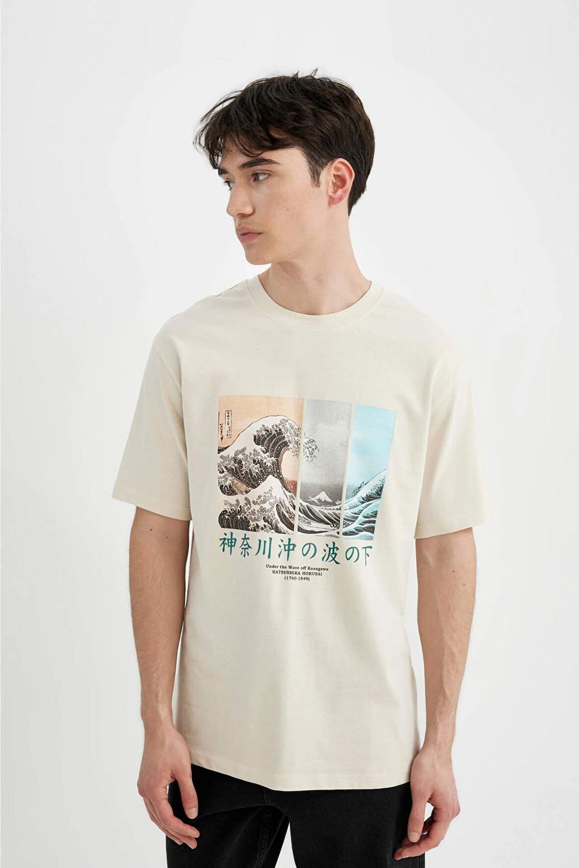 DeFacto Art Hokusai Regular Fit Bisiklet Yaka Kısa Kollu Tişört C2164AX24SMBG700