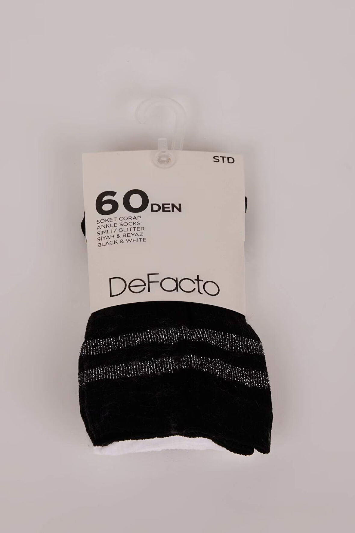 DeFacto Kadın Simli Çember Desenli 2'li 60 Denye Premium Soket Çorap D7729AXNSKR1