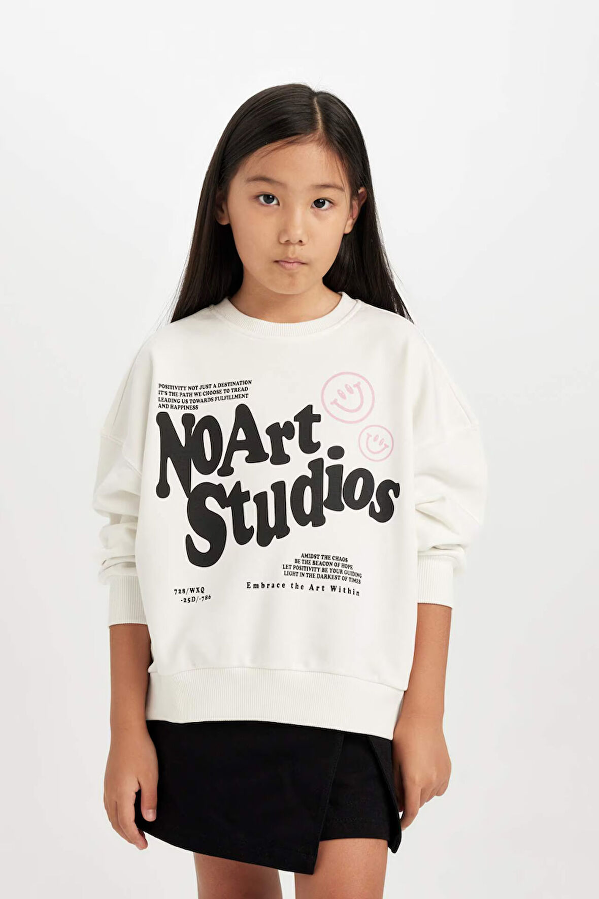 DeFacto Kız Çocuk Oversize Geniş Kalıp Bisiklet Yaka Baskılı Sweatshirt D6491A8NSER85