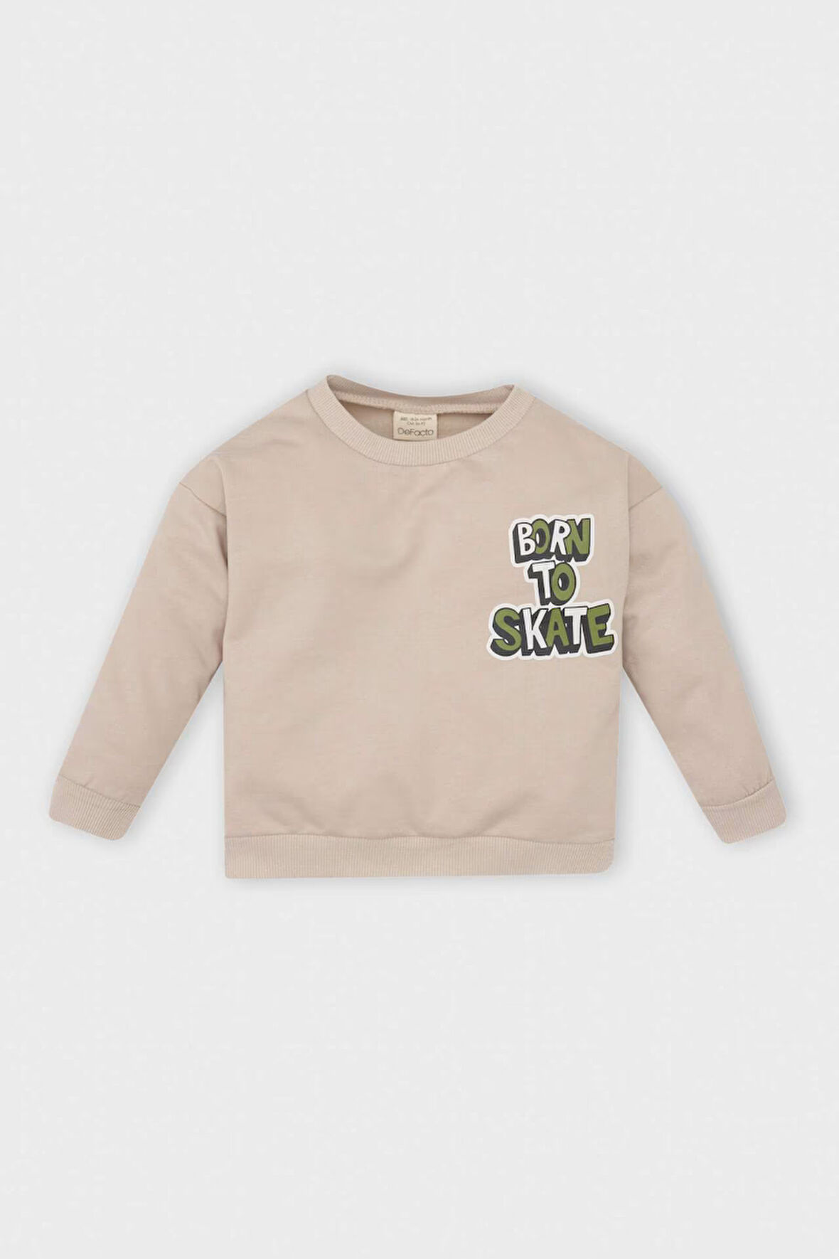 DeFacto Erkek Bebek Bisiklet Yaka Sırt Baskılı İçi Yumuşak Tüylü Sweatshirt D7589A524WNBG755