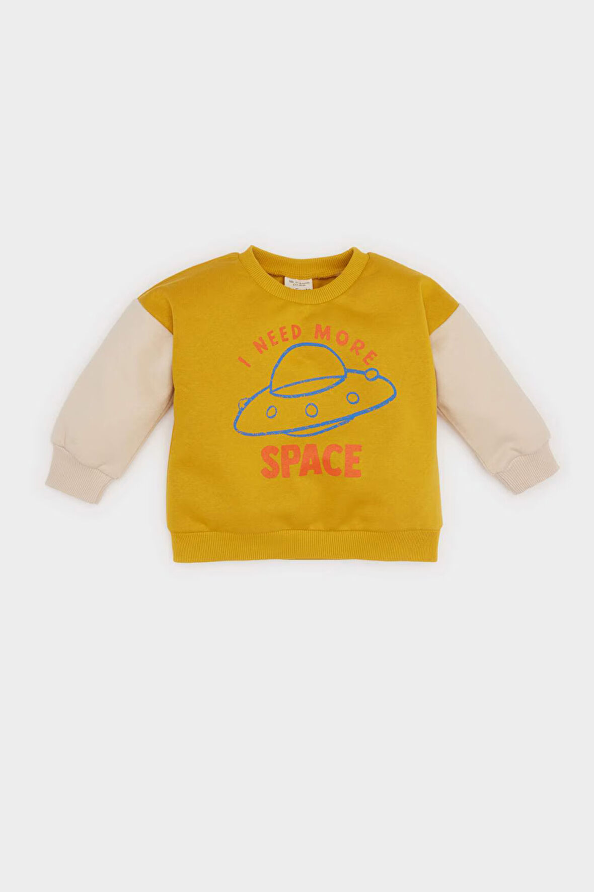 Erkek Bebek Bisiklet Yaka İçi Yumuşak Tüylü Baskılı Sweatshirt