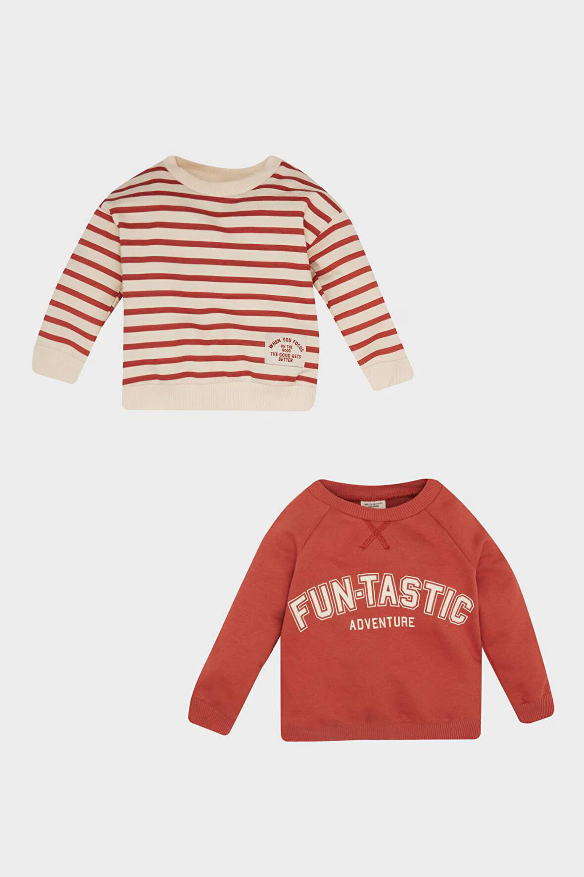 DeFacto Erkek Bebek Bisiklet Yaka Baskılı İçi Yumuşak Tüylü 2'li Sweatshirt D5782A524WNOG222