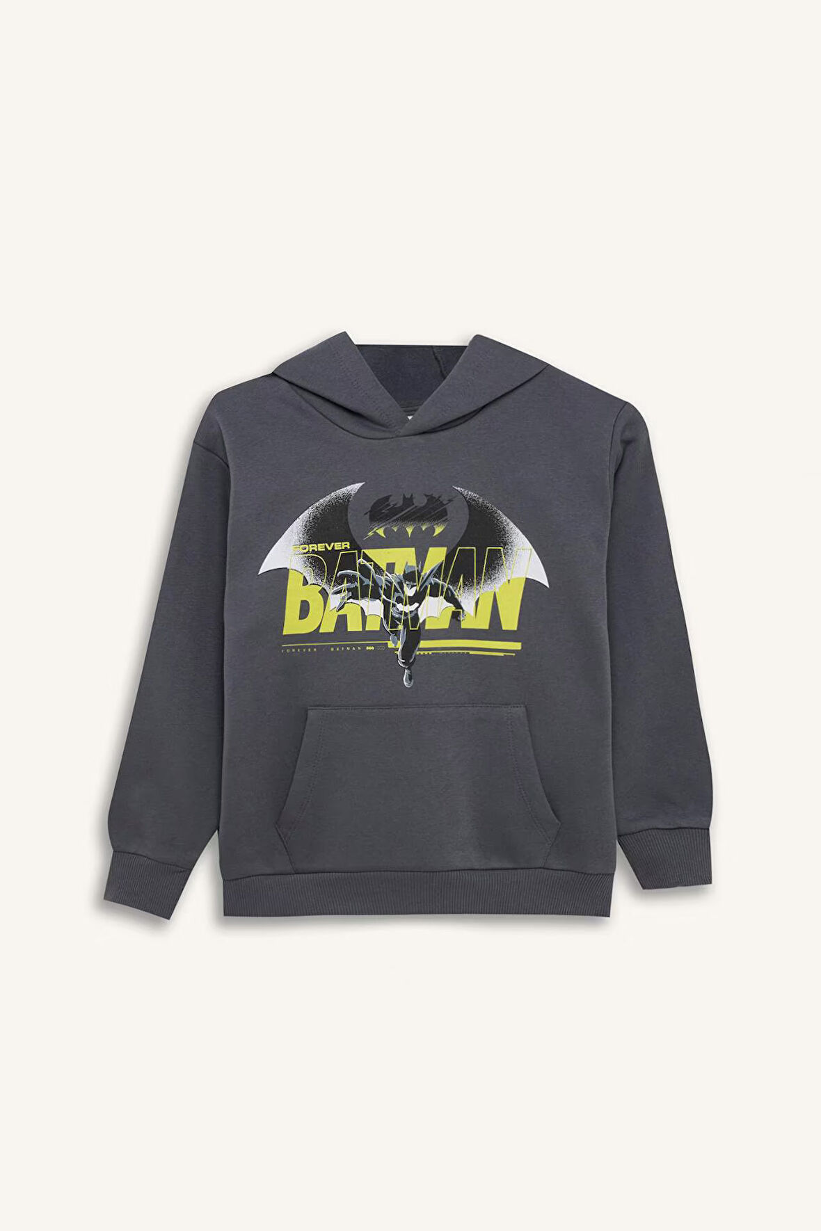 DeFacto Erkek Çocuk Batman Kapüşonlu Kanguru Cepli Sweatshirt D6740A824WNAR58