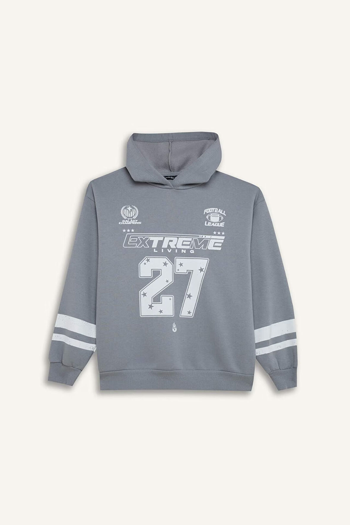 DeFacto Coool Oversize Geniş Kalıp Kapüşonlu Baskılı Kalın Sweatshirt D6696AX24WNGR27