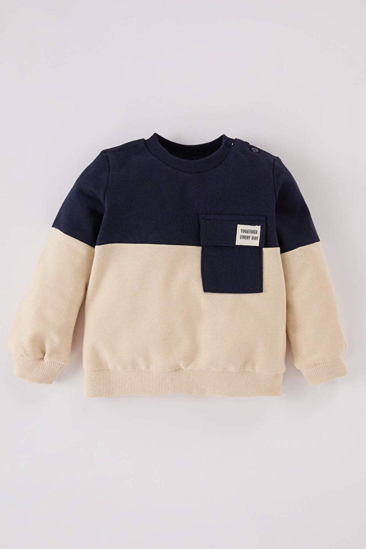 DeFacto Erkek Bebek Bisiklet Yaka Renk Bloklu İçi Yumuşak Tüylü Sweatshirt A9753A524WNNV256