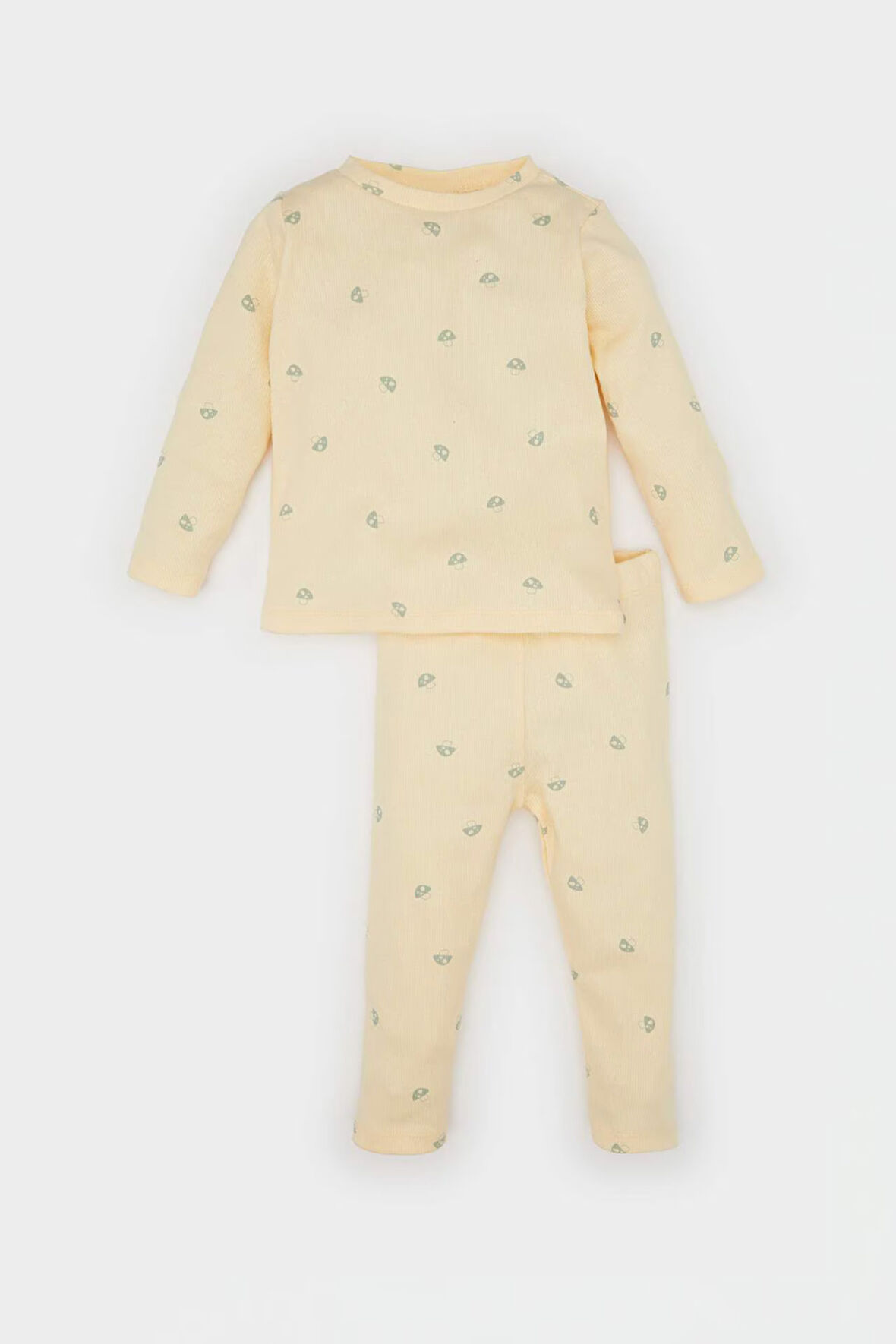 DeFacto Kız Bebek Pijama Takımı Desenli Uzun Kollu Fitilli Kaşkorse Üst Beli Lastikli Uzun Alt D8294A5NSYL513