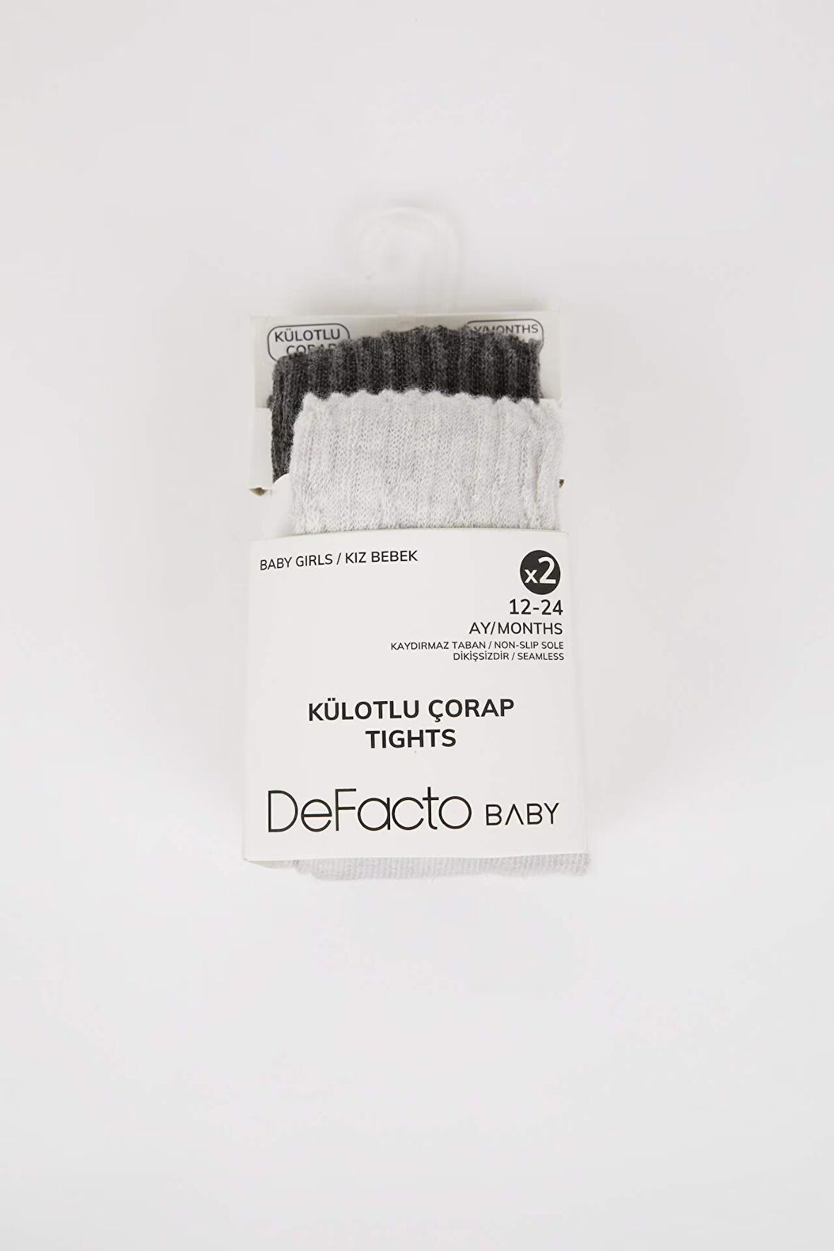 DeFacto Kız Bebek Dikişsiz 2'li Pamuklu Külotlu Çorap D2500A5NSKR1