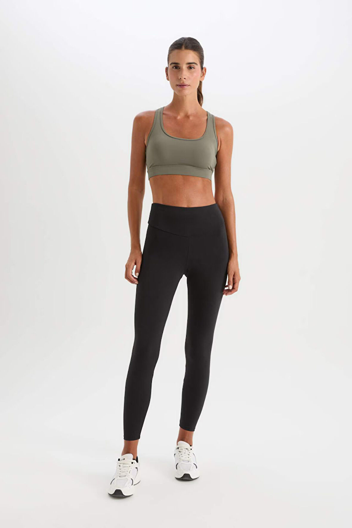 DeFactoFit Yüksek Bel Beli Saran Esnek Basic Düz Sporcu Tayt B4147AX25SPBK81
