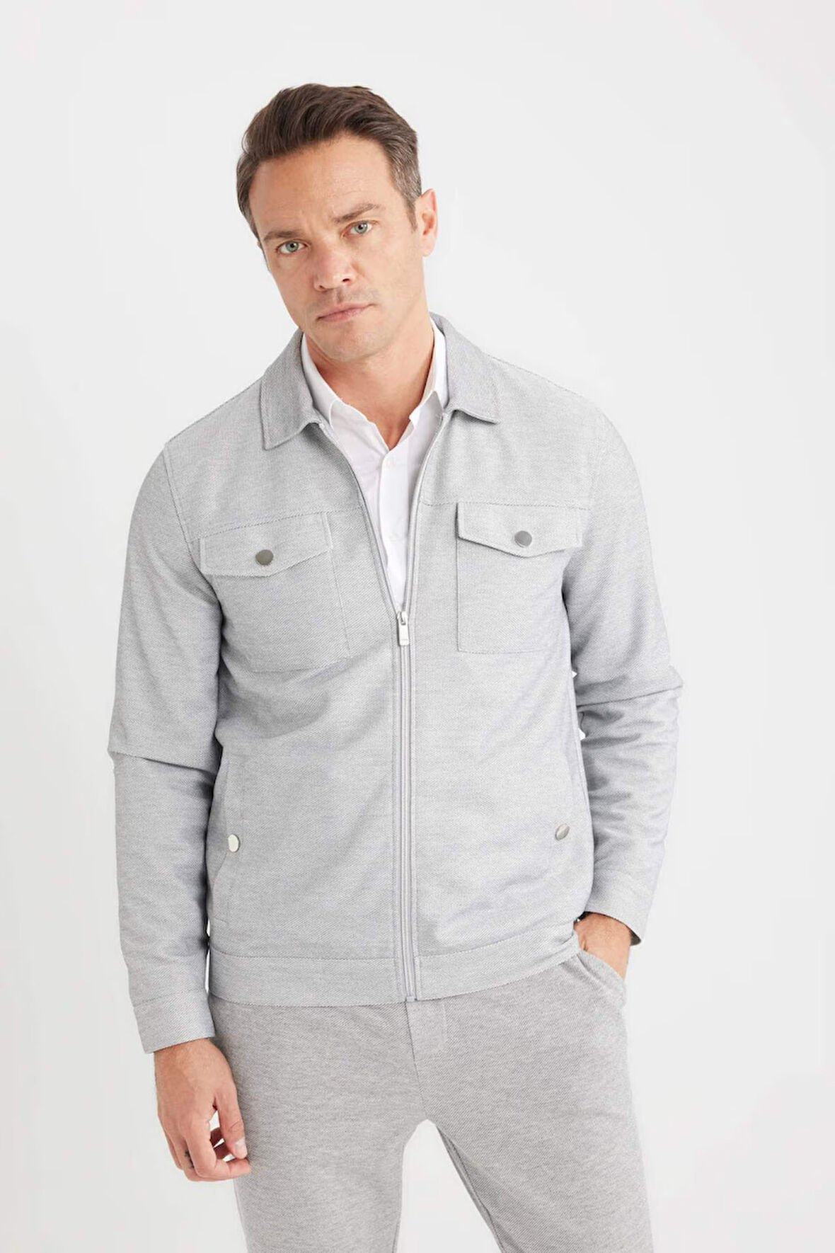 Slim Fit Dar Kesim Polo Yaka Fermuarlı Mont