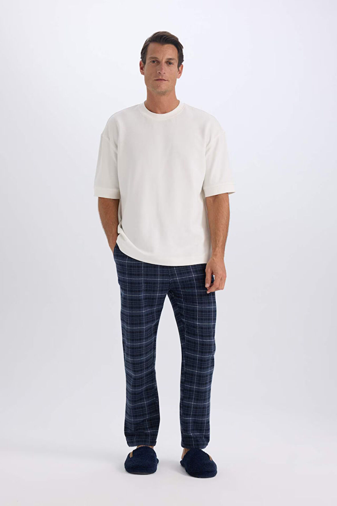DeFacto Regular Fit Kareli Cepli Uzun Boy Pijama Altı C6118AX24WNIN247