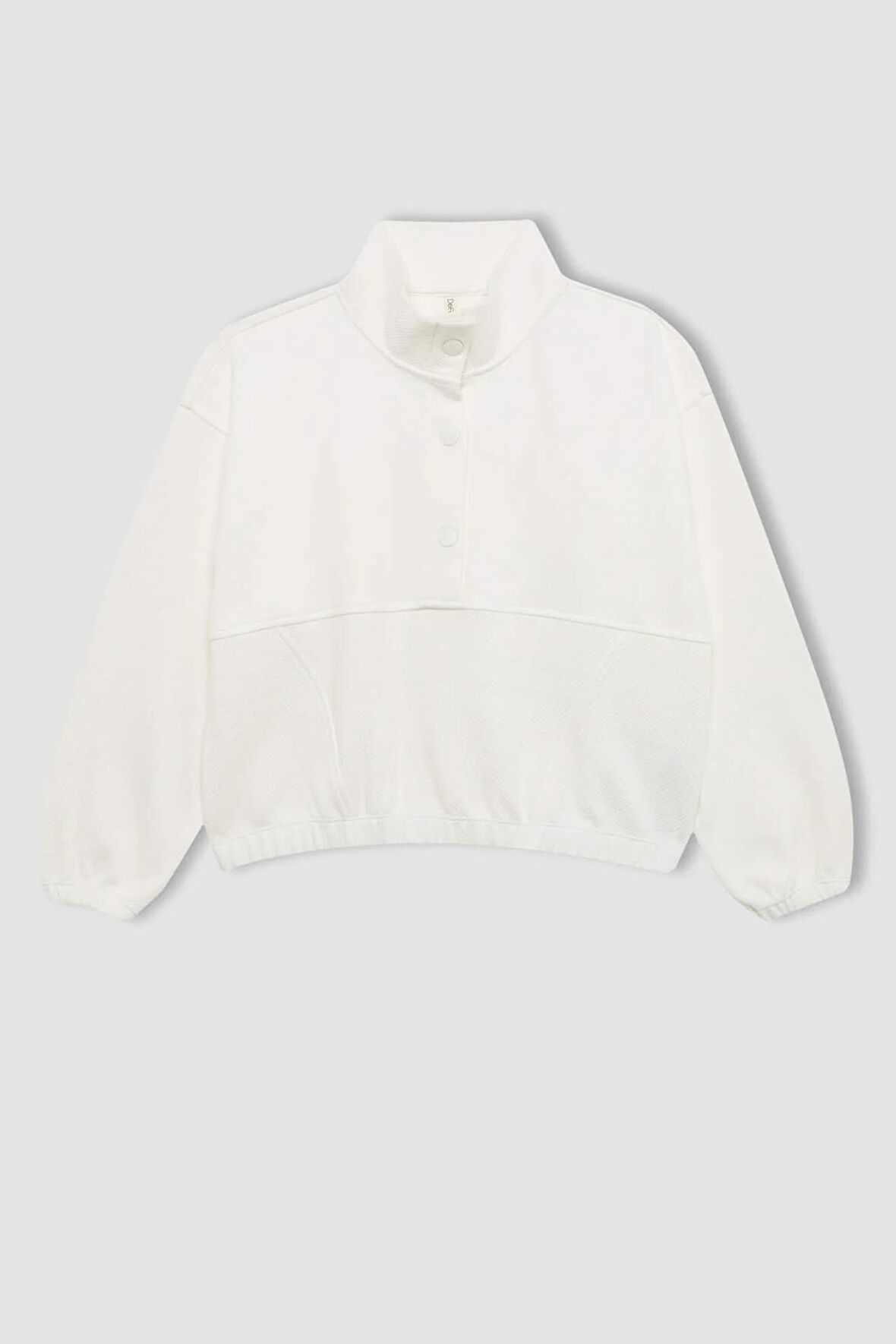 DeFacto Kız Çocuk Oversize Geniş Kalıp Polo Yaka Düğmeli Sweatshirt C0269A824SPWT16