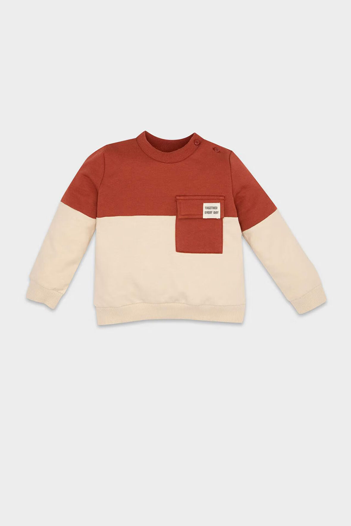 DeFacto Erkek Bebek Bisiklet Yaka Renk Bloklu İçi Yumuşak Tüylü Sweatshirt D6230A5NSOG215
