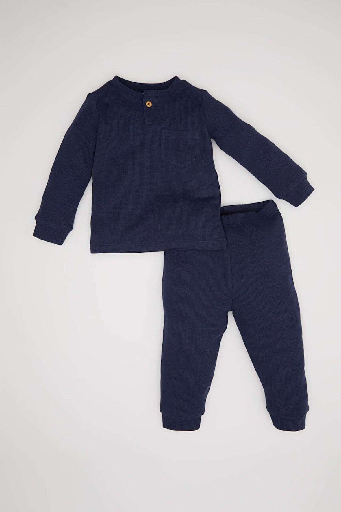 DeFacto Erkek Bebek Pijama Takımı Uzun Kollu Waffle Üst Beli Lastikli Uzun Alt D6810A5NSNV94