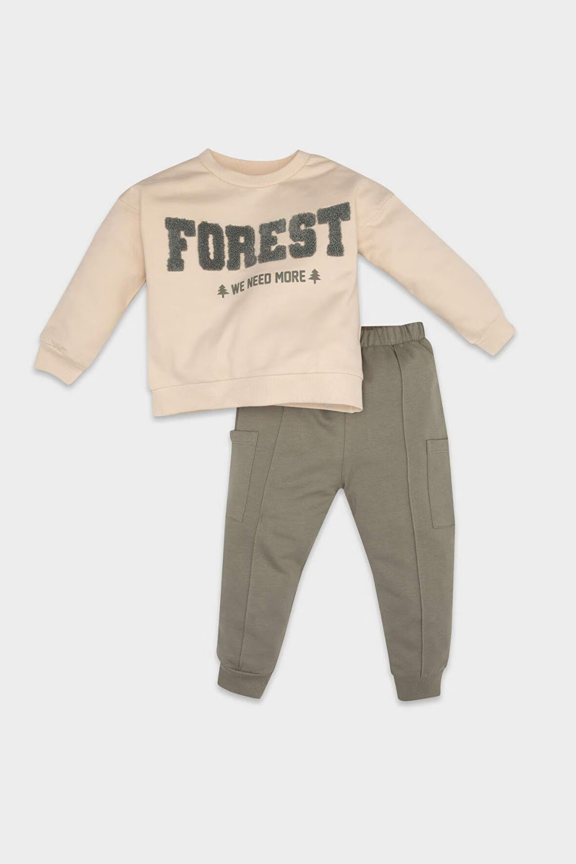 Erkek Bebek Baskılı İnce Sweatshirt Eşofman Altı 2'li Takım