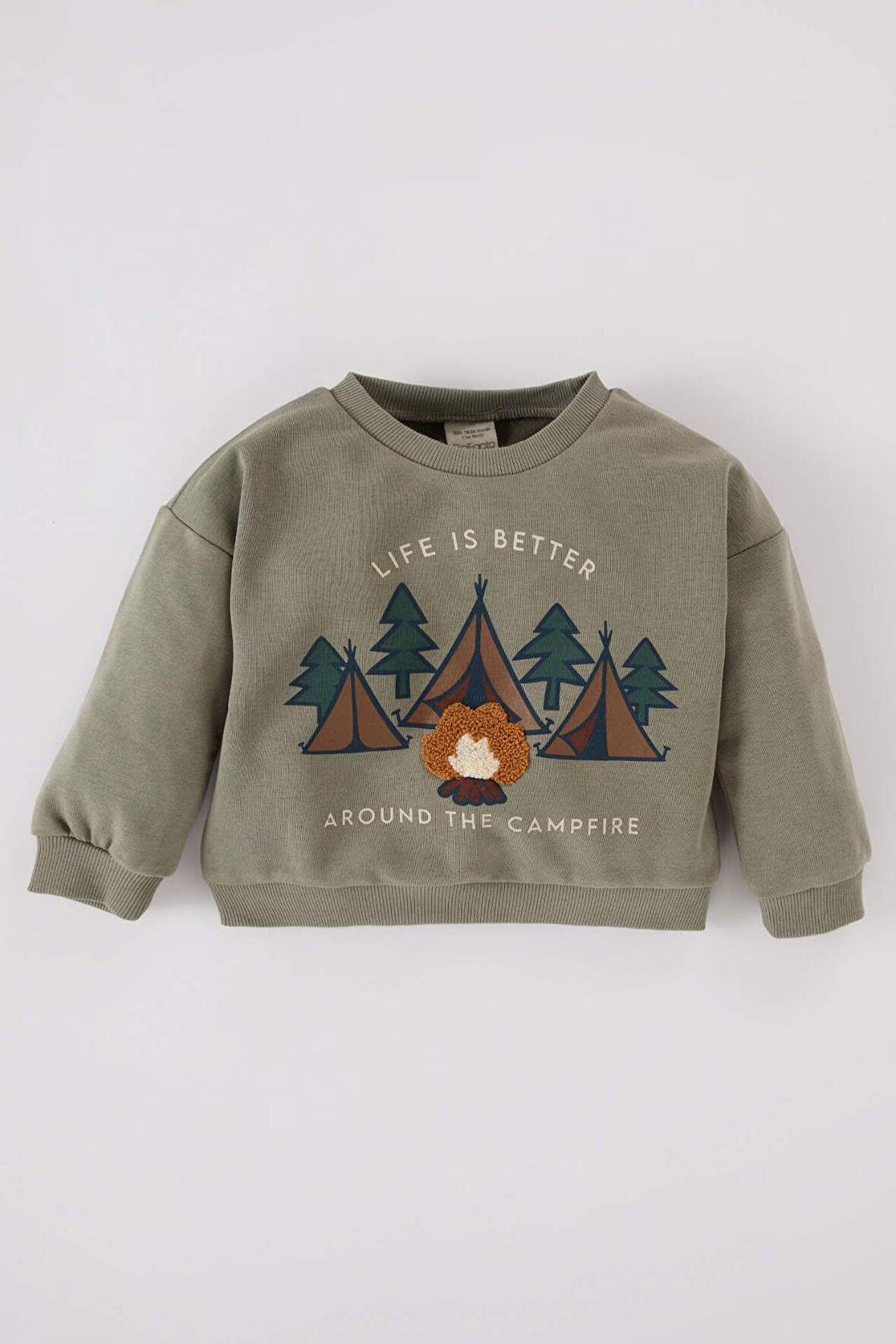 DeFacto Erkek Bebek Bisiklet Yaka Doğa Baskılı İçi Yumuşak Tüylü Sweatshirt D5642A524WNKH465
